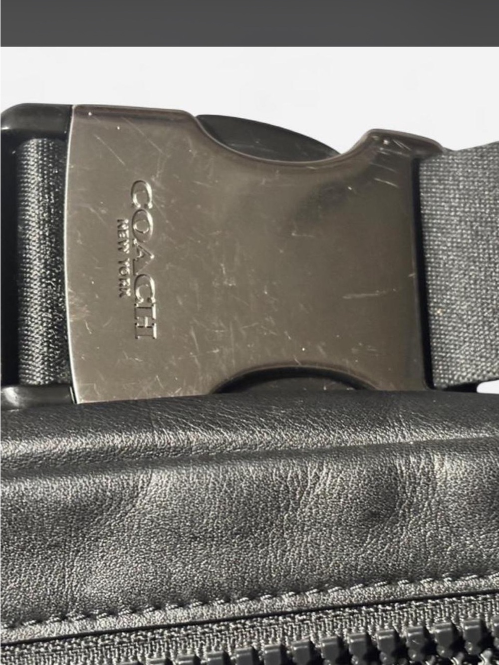 Coach Men’s Signature “Warren” Canvas Belt Bag in Black and Charcoal - Picture 8 of 8